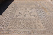 Mosaik im Haus des Orpheus in Volubilis, Marokko