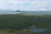 Ausblick vom Kraterrand des Vulkans Hverfjall zum Mývatn