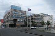 Modernes Gebäude in Reykjavík, Island